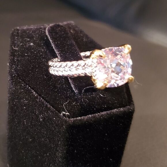 Juvell 18 Kt Two-Tone Plated White Topaz Twisted cab - Picture 5 of 7